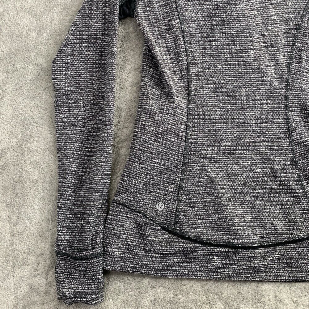 Lululemon Think Fast Pullover Women 4 Gray Herringbone 1/4 Sweatshirt Athleisure - Picture 6 of 7